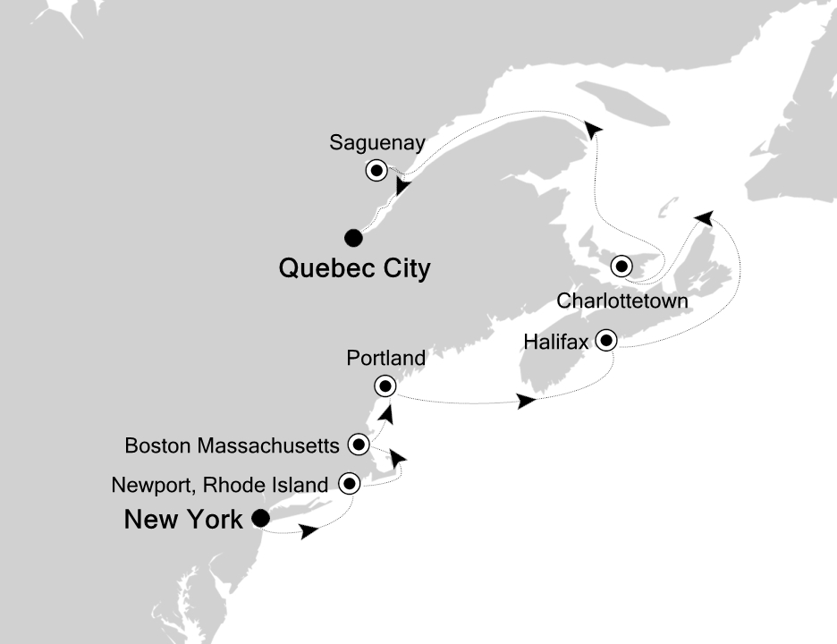 Canada & New England Cruise Itinerary Map